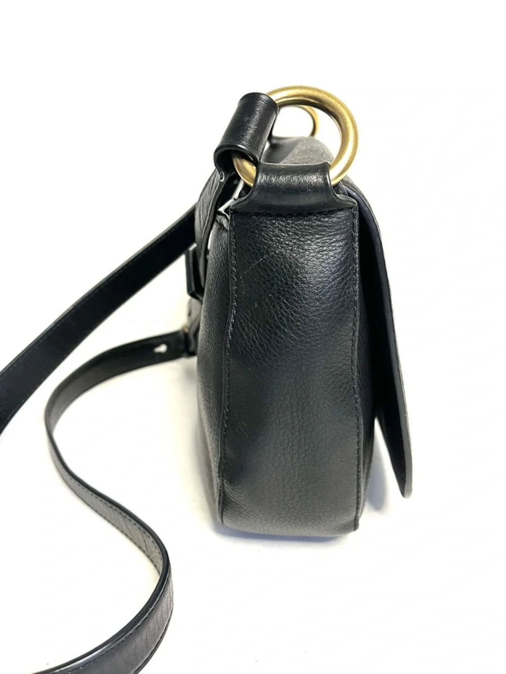 Michaels Kors Black Pebbled Leather Flap Crossbody